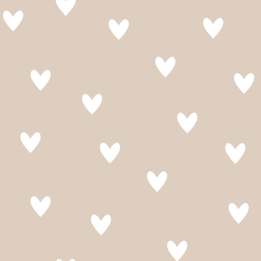 Simple Hearts Beige Tapeta