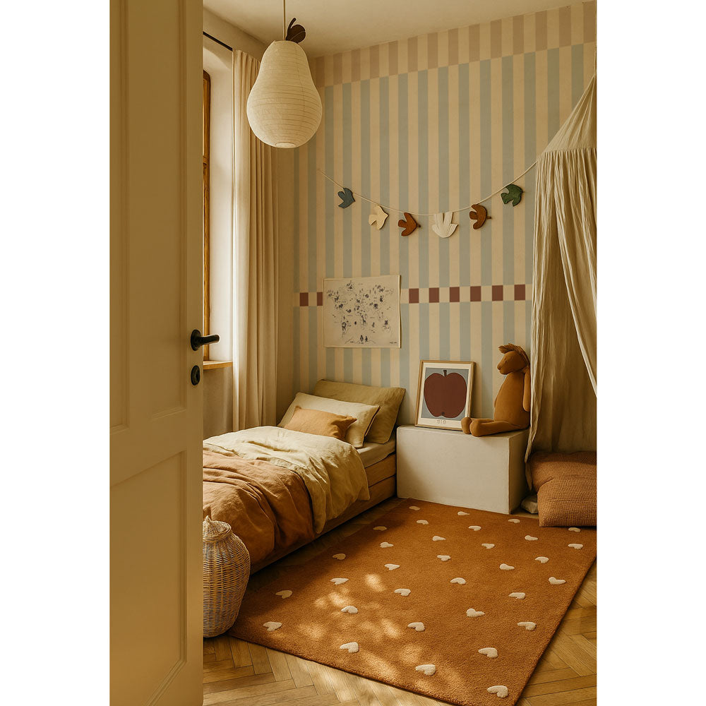 Stripes nostalgia beige blue vintage Tapeta