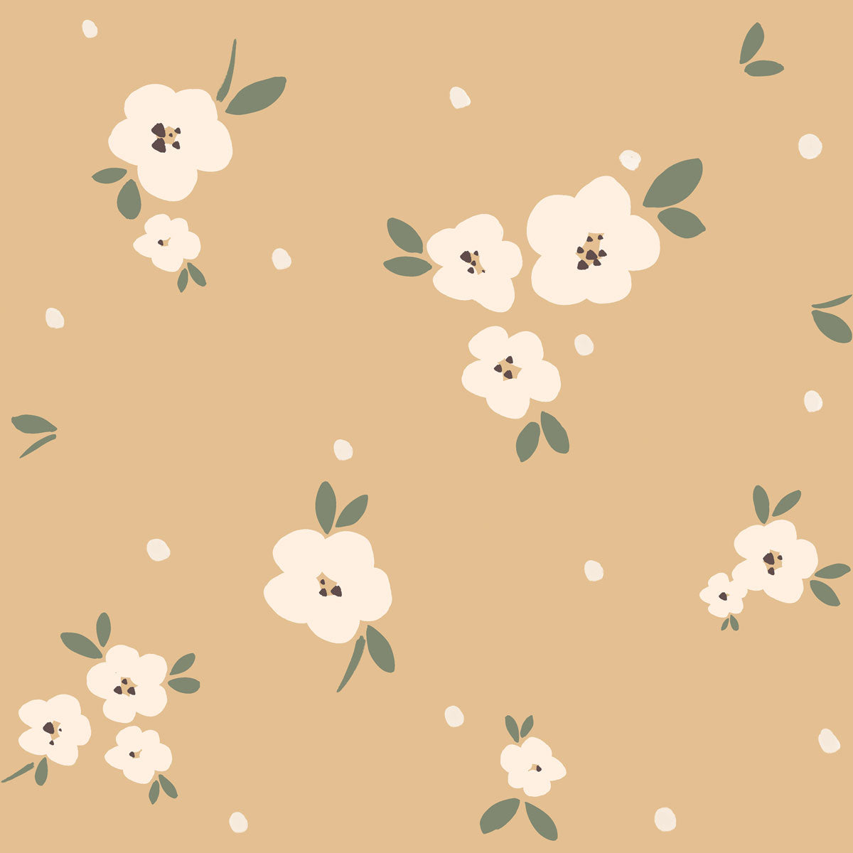 Floral Draw Beige Tapeta