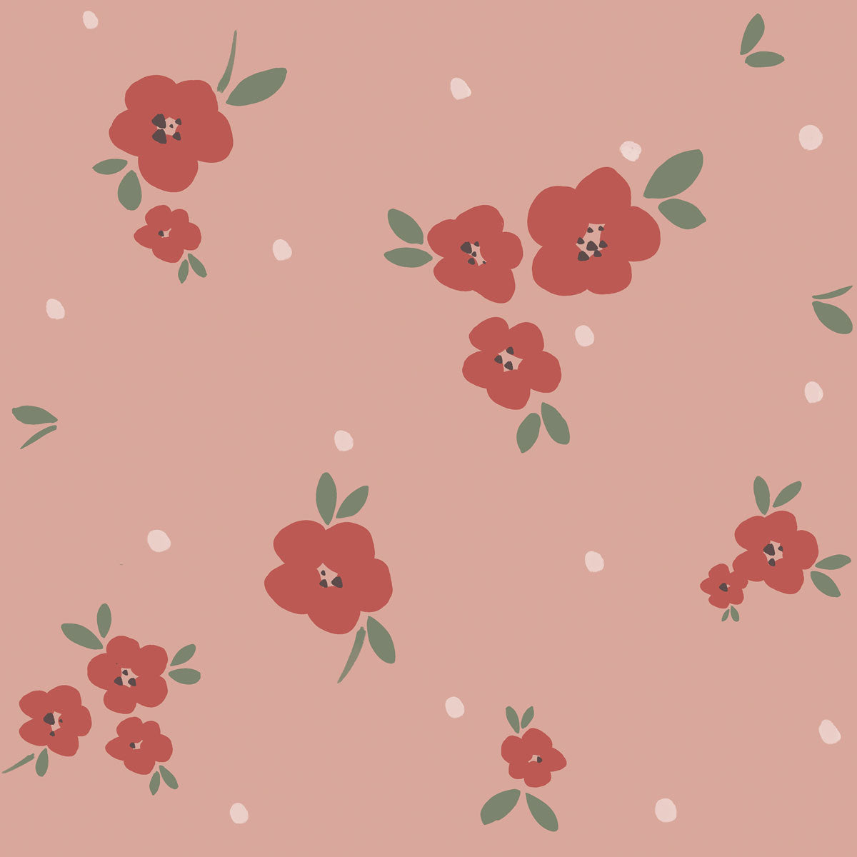 Floral Draw Pink Red Tapeta