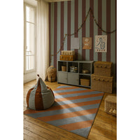 Wide stripes classy brown and misty blue Tapeta