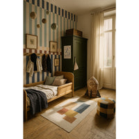 Stripes happy 2 colours navy blue and mint Tapeta