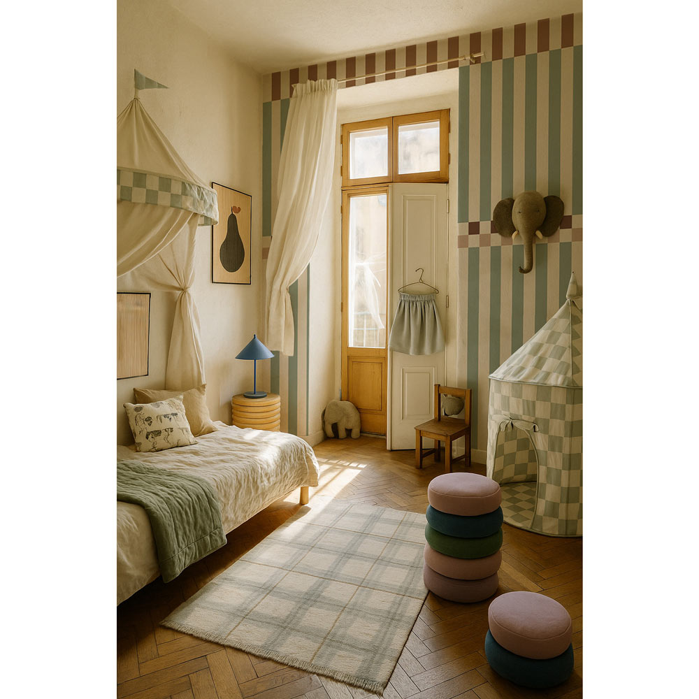 Stripes happy green and cherry Tapeta