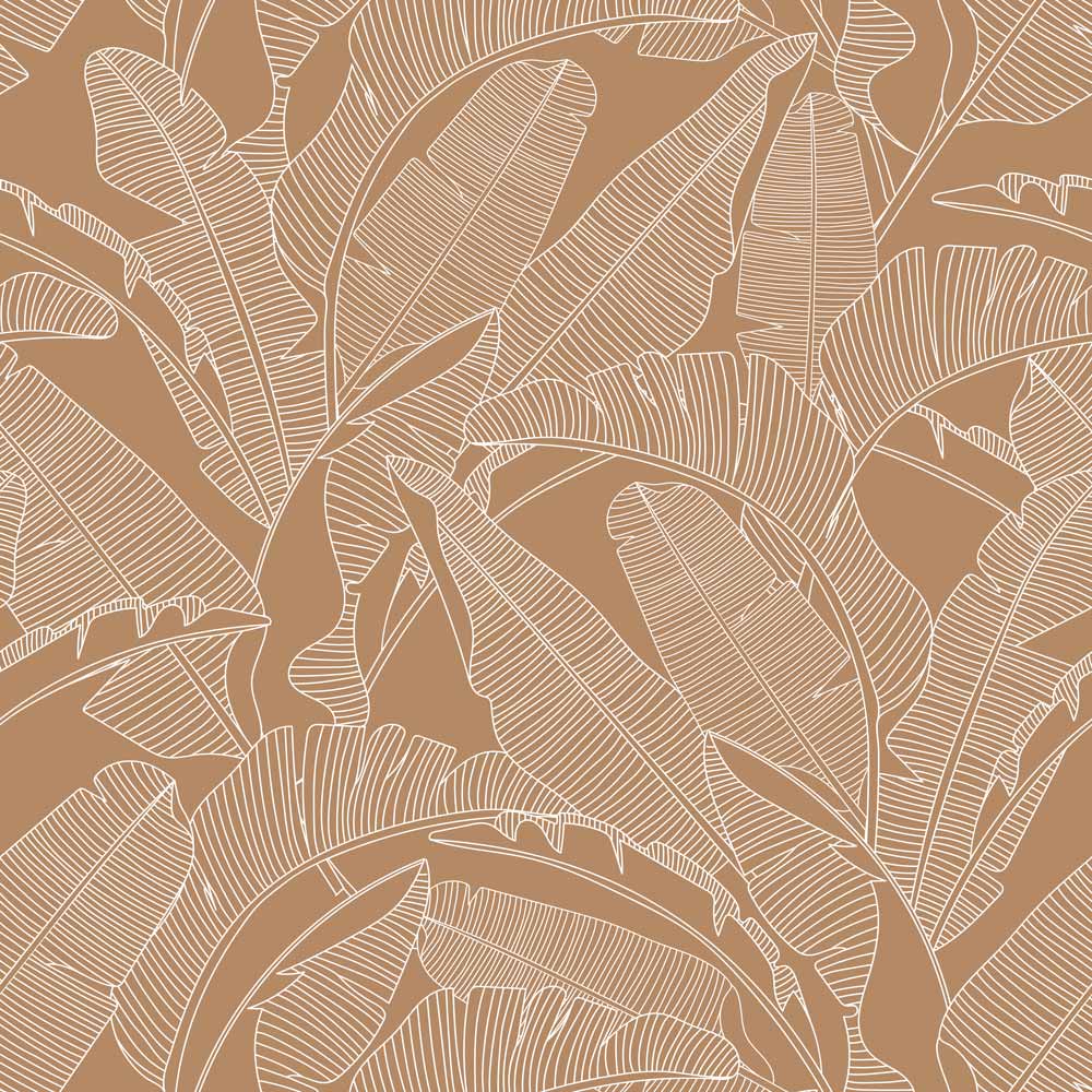 Classic big palm leaves cinnamon Tapeta