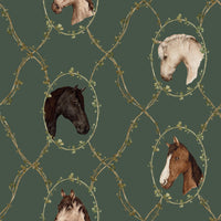 Wallpaper Watercolour horses green