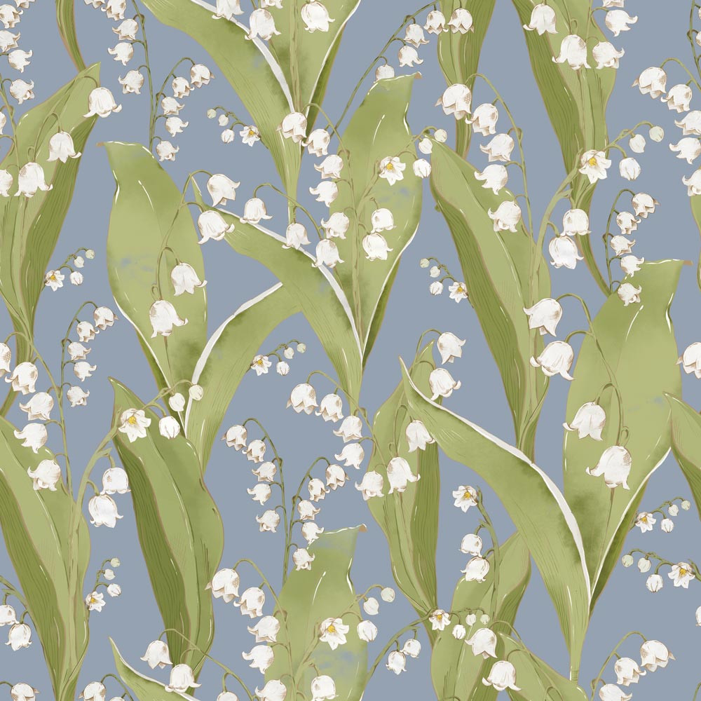 Lily of valley blue background Tapeta