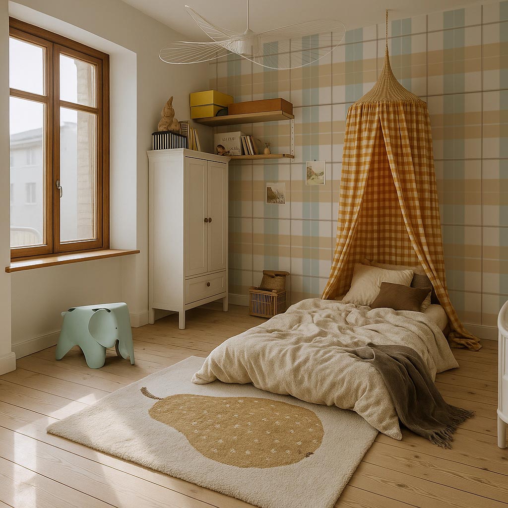 Check maxi yellow blue Tapeta