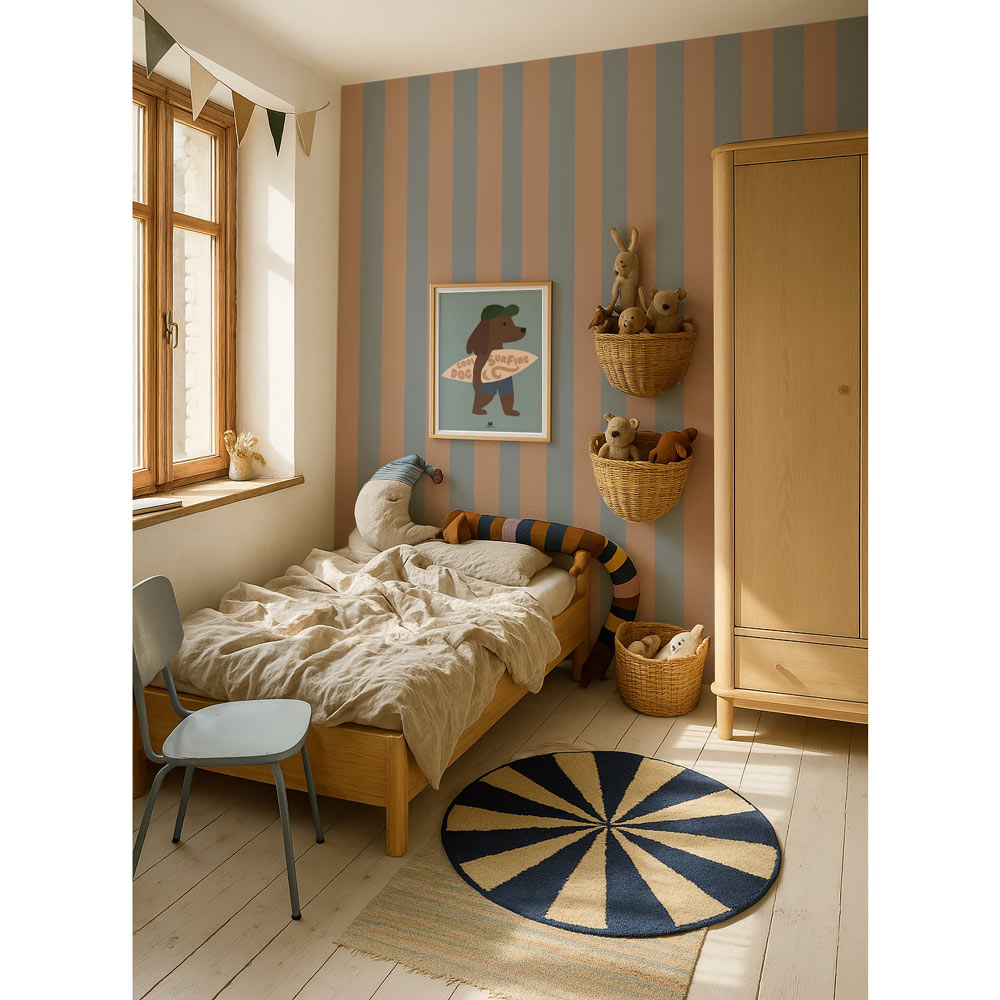 Stripes blue beige Tapeta