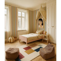 Stripes blue salmon yellow Tapeta